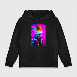 Детское худи оверсайз Барт Симпсон в респираторе - неоновое свечение