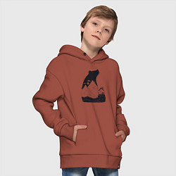 Толстовка оверсайз детская Горы и медведь, цвет: кирпичный — фото 2