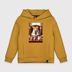 Толстовка оверсайз детская Рыжий кот босс - нейроарт, цвет: горчичный