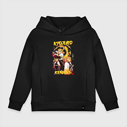 Толстовка оверсайз детская Клинок рассекающий демонов комбо Ренгоку, цвет: черный
