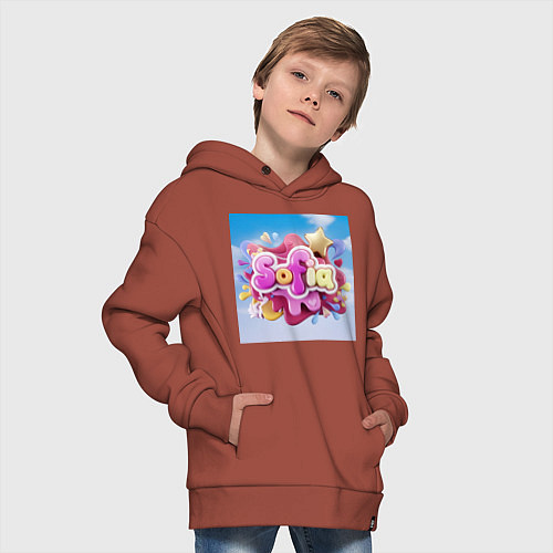 Детское худи оверсайз Имя София жвачка / Кирпичный – фото 4