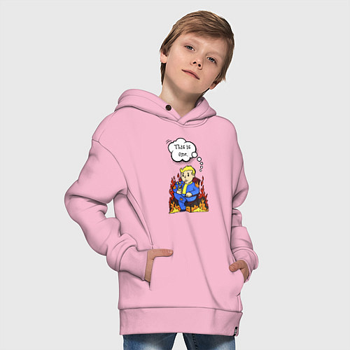 Детское худи оверсайз Vault boy in the fire / Светло-розовый – фото 4
