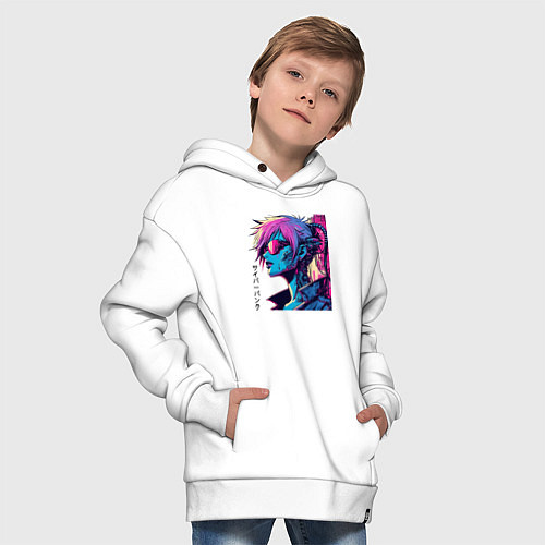 Детское худи оверсайз Cyber girl - pop art fantasy / Белый – фото 4