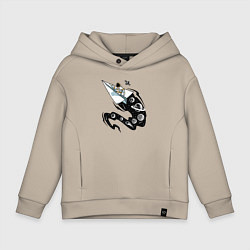 Толстовка оверсайз детская Космический бумажный самолётик, цвет: миндальный