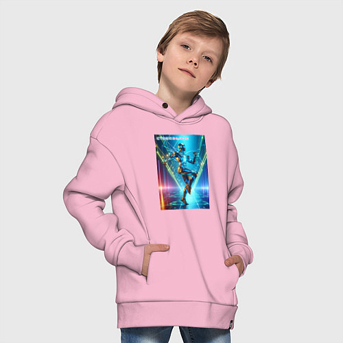 Детское худи оверсайз Cool cyber dancer - neon glow / Светло-розовый – фото 4