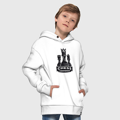 Детское худи оверсайз Chess championship / Белый – фото 4