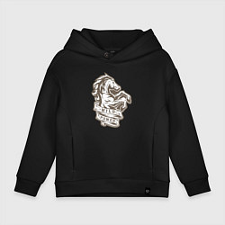 Толстовка оверсайз детская Конь - дикая энергия, цвет: черный