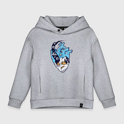 Толстовка оверсайз детская Космический кемпинг в сердце, цвет: меланж