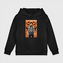 Толстовка оверсайз детская Cool skeleton - halloween poster, цвет: черный