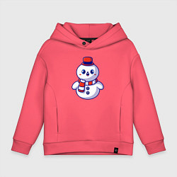 Толстовка оверсайз детская Милый снеговик, цвет: коралловый