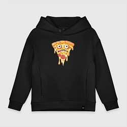 Толстовка оверсайз детская Pizza face, цвет: черный