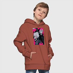 Толстовка оверсайз детская Дандадан Кэн Такакура, цвет: кирпичный — фото 2