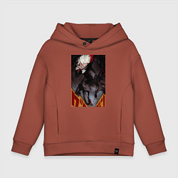 Толстовка оверсайз детская Дандадан: Кэн Такакура, цвет: кирпичный