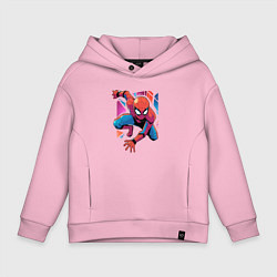Толстовка оверсайз детская Крутой Человек-паук, цвет: светло-розовый