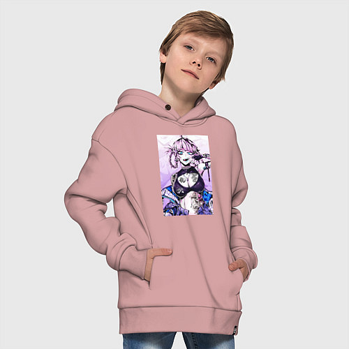 Детское худи оверсайз Песнь ночных сов Надзуна / Пыльно-розовый – фото 4