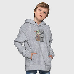 Толстовка оверсайз детская Unknown specis - Baby Yoda, цвет: меланж — фото 2