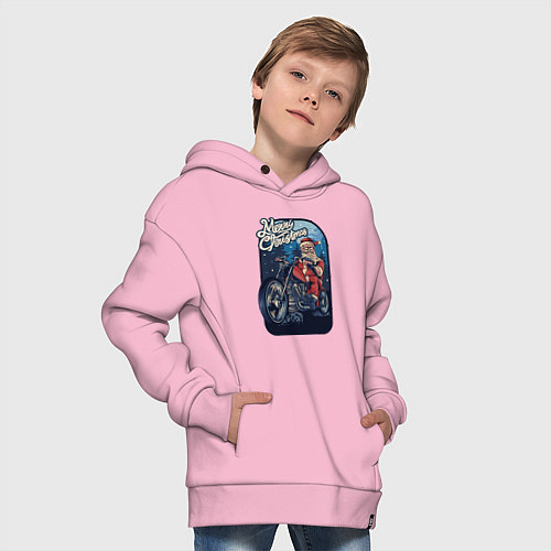 Детское худи оверсайз Santa Biker / Светло-розовый – фото 4