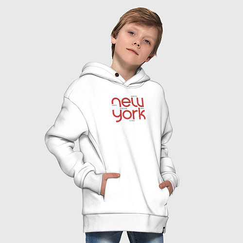 Детское худи оверсайз New York districts / Белый – фото 4