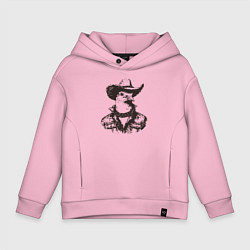 Толстовка оверсайз детская Голубь ковбой на диком западе, цвет: светло-розовый