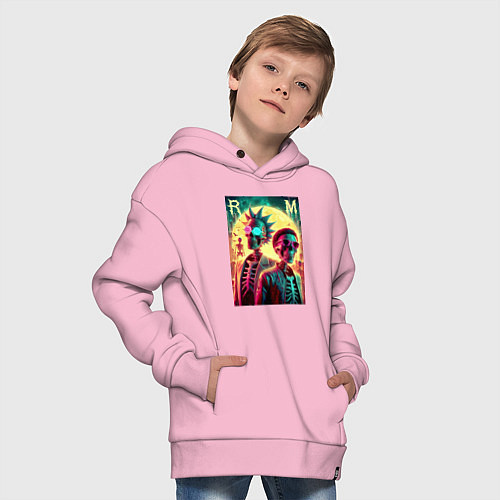 Детское худи оверсайз Rick and Morty cool skeletons / Светло-розовый – фото 4