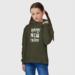 Толстовка оверсайз детская Happy new Trump - motto, цвет: хаки — фото 2