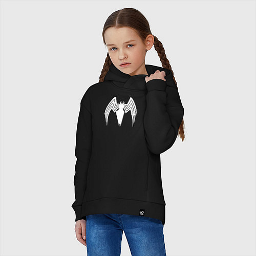 Детское худи оверсайз Venom spider logo / Черный – фото 3
