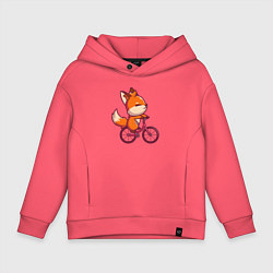 Толстовка оверсайз детская Лисичка на велике, цвет: коралловый