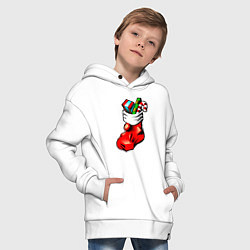 Толстовка оверсайз детская Рождественский чулок, цвет: белый — фото 2