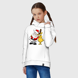 Толстовка оверсайз детская Новогодняя парочка, цвет: белый — фото 2
