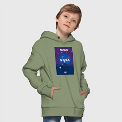 Толстовка оверсайз детская NASA фиолетовый плакат, цвет: авокадо — фото 2