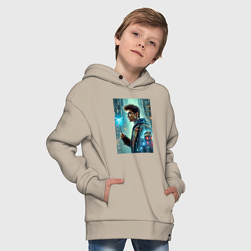 Детское худи оверсайз Harry Potter - urban style / Миндальный – фото 4