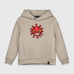 Толстовка оверсайз детская Коварный вирус, цвет: миндальный