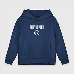 Толстовка оверсайз детская Twenty one pilots - logo, цвет: тёмно-синий