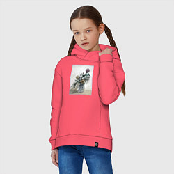 Толстовка оверсайз детская Цветы Хёнджина, цвет: коралловый — фото 2
