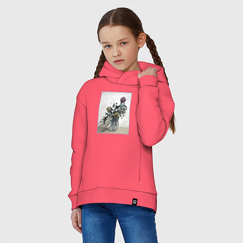 Детское худи оверсайз Цветы Хёнджина / Коралловый – фото 3