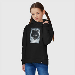 Толстовка оверсайз детская Волк с оскаленной пастью, цвет: черный — фото 2