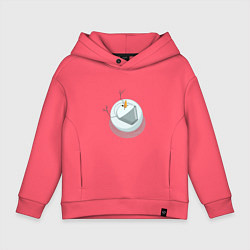 Толстовка оверсайз детская Снеговик вид сверху, цвет: коралловый