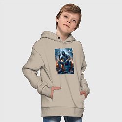 Толстовка оверсайз детская One shot one kill no luck just skill - motto, цвет: миндальный — фото 2