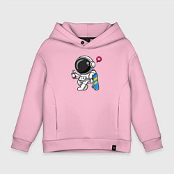 Толстовка оверсайз детская Скейтер астронавт, цвет: светло-розовый