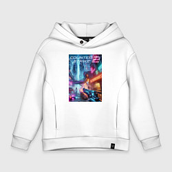 Толстовка оверсайз детская Counter Strike 2 - metropolis, цвет: белый