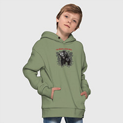 Толстовка оверсайз детская Сила предков в нашей крови - медведь Велес, цвет: авокадо — фото 2