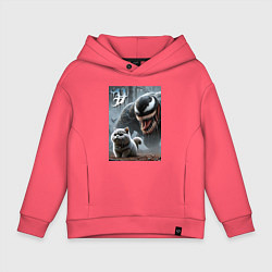 Толстовка оверсайз детская Venom wants to move into a purebred cat, цвет: коралловый