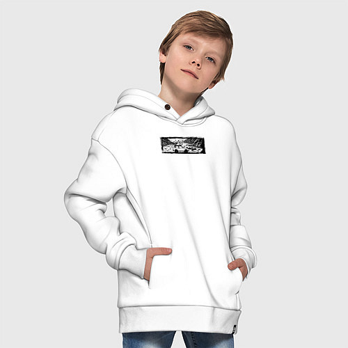 Детское худи оверсайз Внедорожник, велосипед и тропы / Белый – фото 4