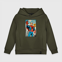 Толстовка оверсайз детская Spider-Trump - retro, цвет: хаки