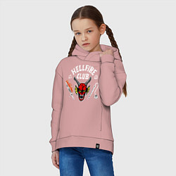 Толстовка оверсайз детская Клуб адского пламени, цвет: пыльно-розовый — фото 2