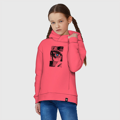 Детское худи оверсайз Тревожный взгляд / Коралловый – фото 3