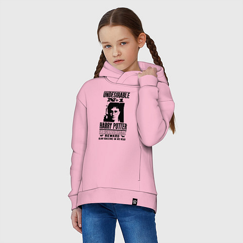 Детское худи оверсайз Harry Potter - wanted / Светло-розовый – фото 3