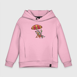 Детское худи оверсайз Скелет на пляже