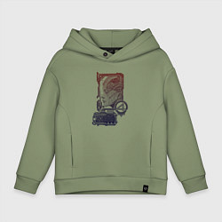 Толстовка оверсайз детская Биокиборг в профиль, цвет: авокадо