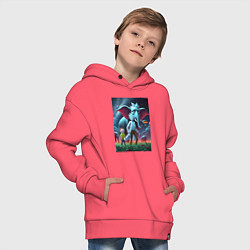 Толстовка оверсайз детская Слон похожий на Рика Санчеса - прикол, цвет: коралловый — фото 2